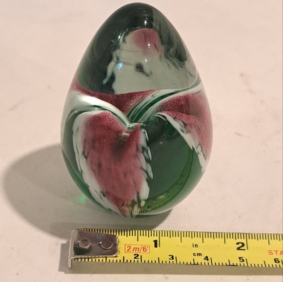 Paper weight, green, pink and white orchid flower. - Picture 2 of 6